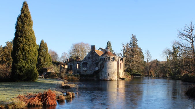 Scotney old castle and moat in winter